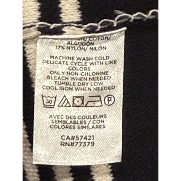 Ann Taylor Factory Sweater Womens XL Black Open Front Long Striped Hem Cardigan - Picture 8 of 11